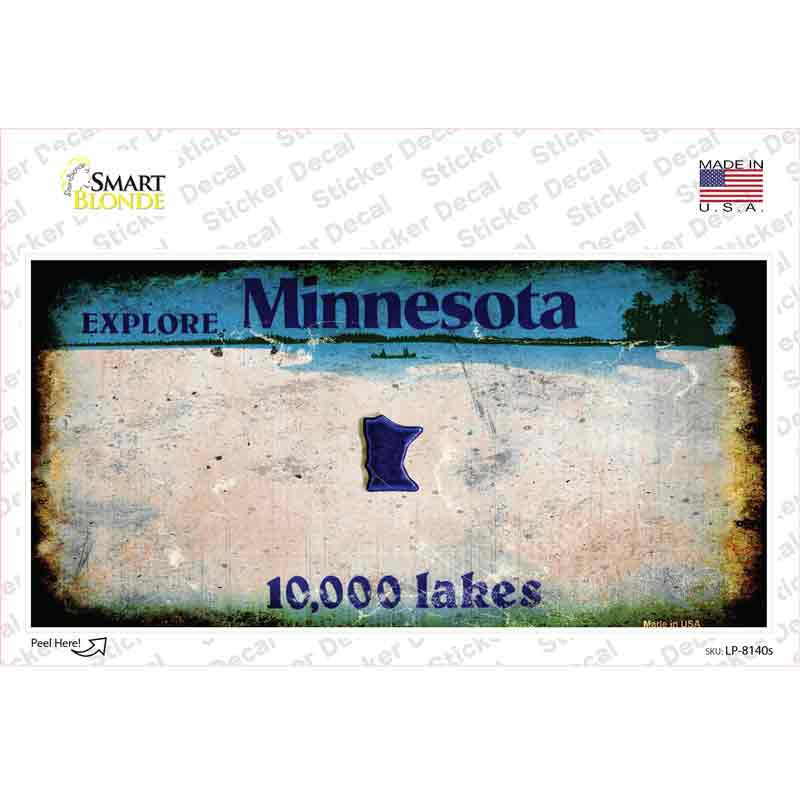 Minnesota State Rusty Novelty Sticker Decal