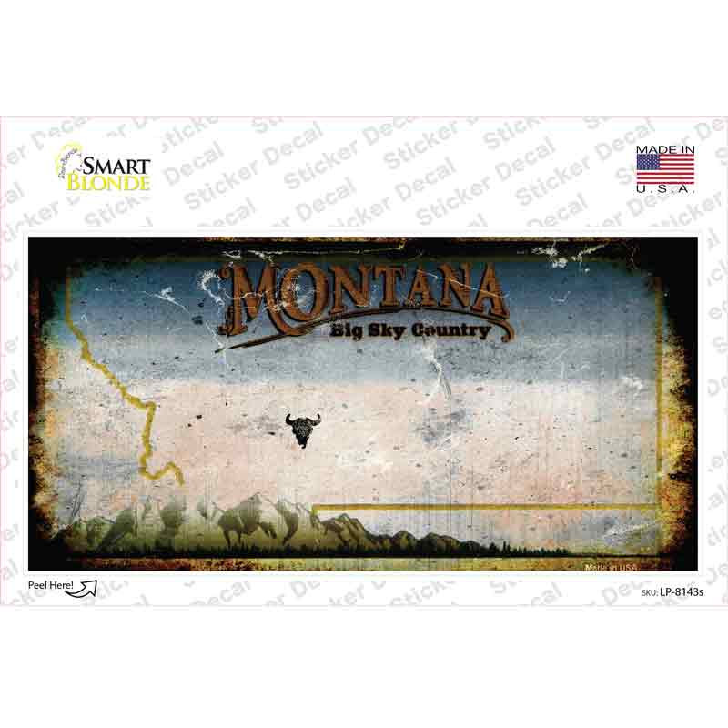 Montana State Rusty Novelty Sticker Decal