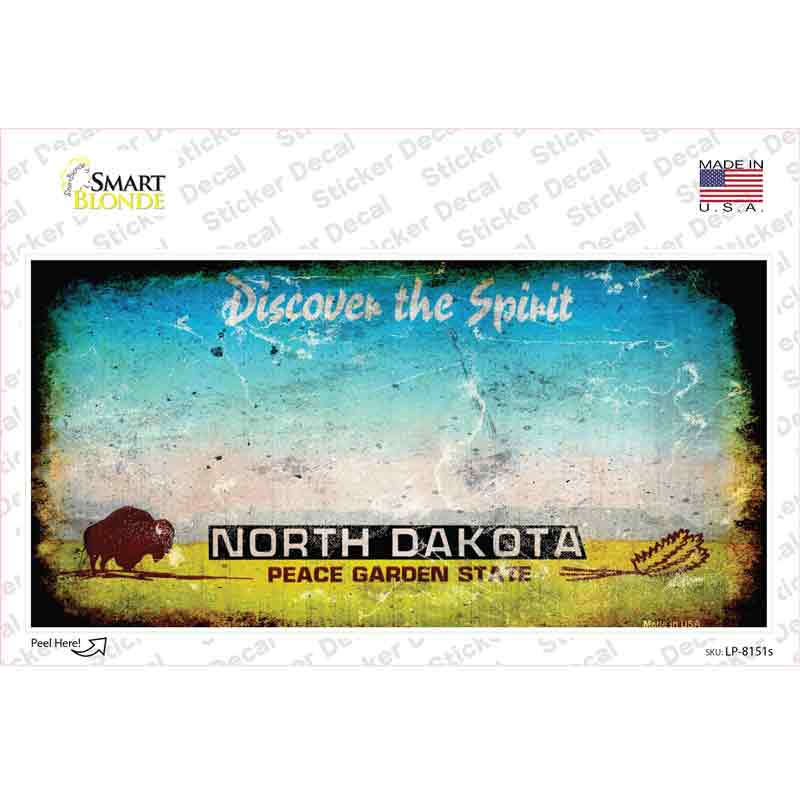 North Dakota State Rusty Novelty Sticker Decal
