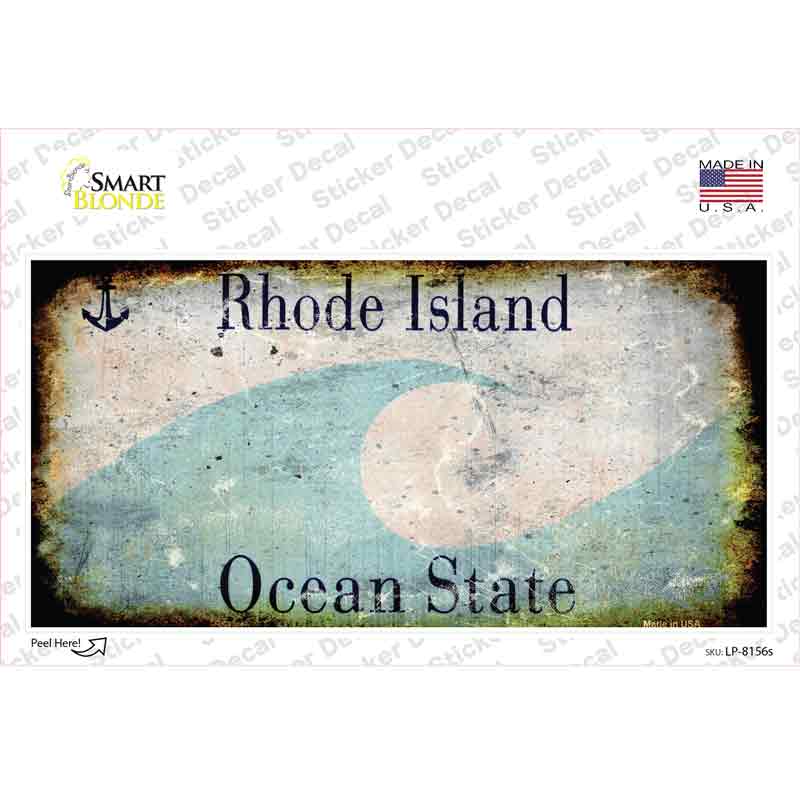 Rhode Island State Rusty Novelty Sticker Decal