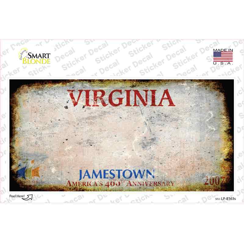 Virginia State Rusty Novelty Sticker Decal