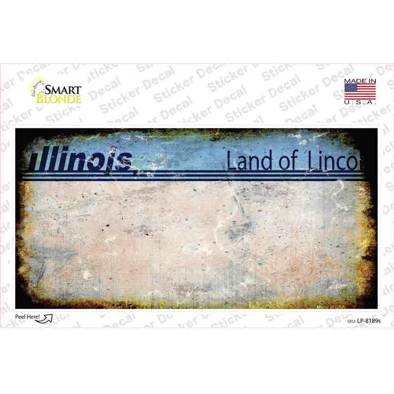 Illinois State Rusty Background Novelty Sticker Decal
