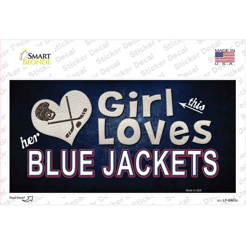 This Girl Loves Her Blue Jackets Novelty Sticker Decal