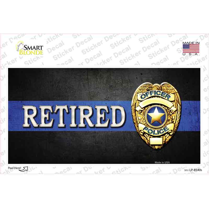 Retired Police Thin Blue Line Novelty Sticker Decal