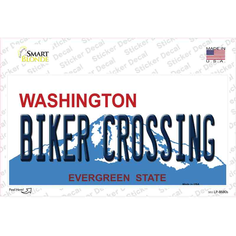 Biker Crossing Washington Novelty Sticker Decal
