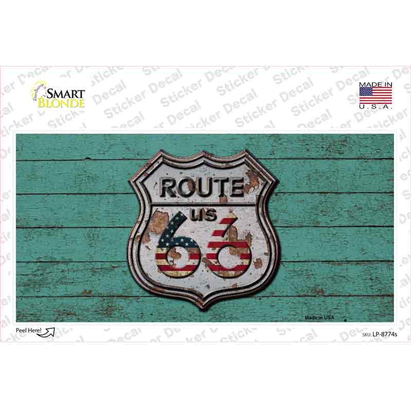 Route 66 Rusty On Wood Novelty Sticker Decal