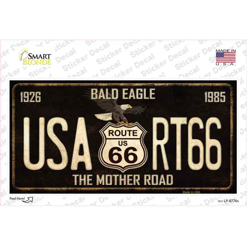 Bald Eagle Route 66 Novelty Sticker Decal