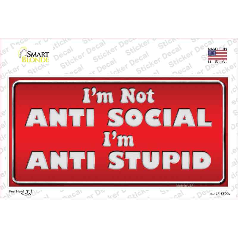 Anti Social Novelty Sticker Decal