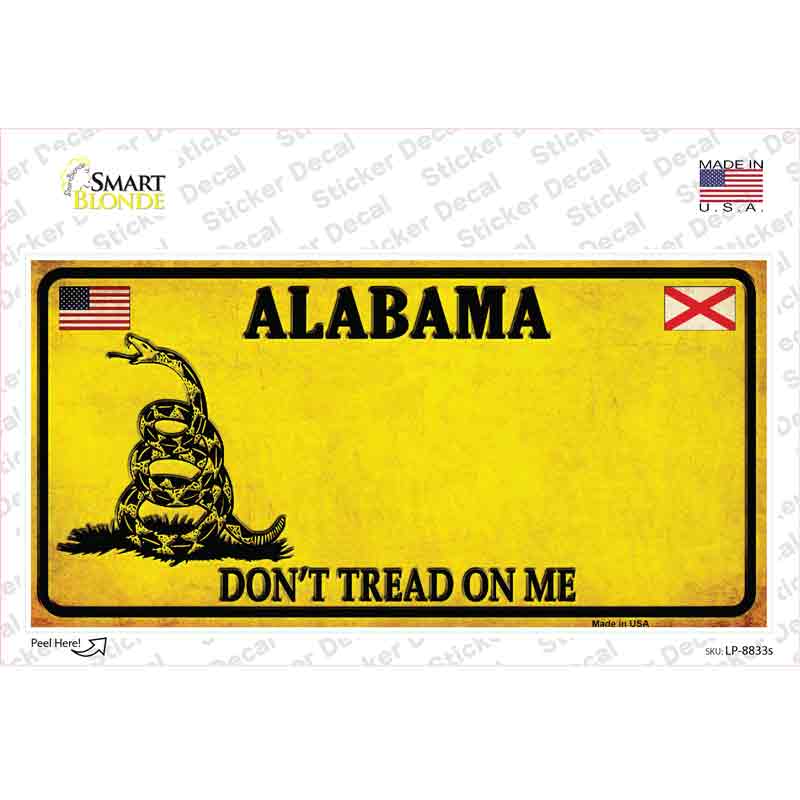 Alabama Dont Tread On Me Novelty Sticker Decal