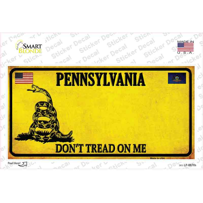 Pennsylvania Dont Tread On Me Novelty Sticker Decal