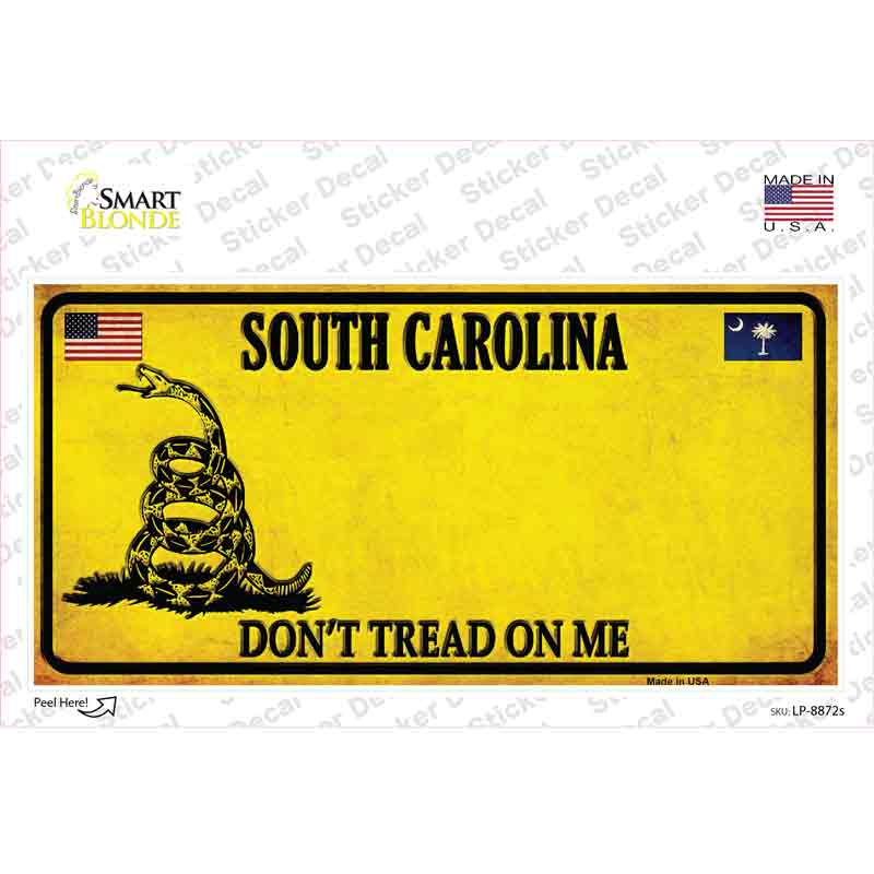 South Carolina Dont Tread On Me Novelty Sticker Decal