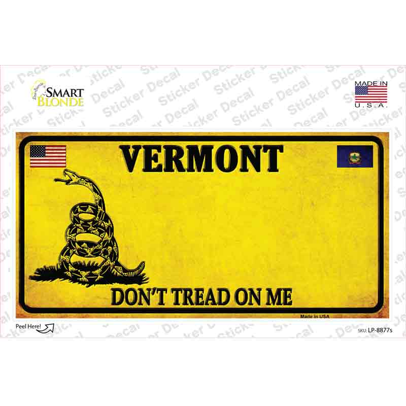 Vermont Dont Tread On Me Novelty Sticker Decal