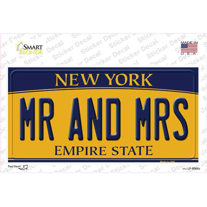 Mr and Mrs New York Novelty Sticker Decal