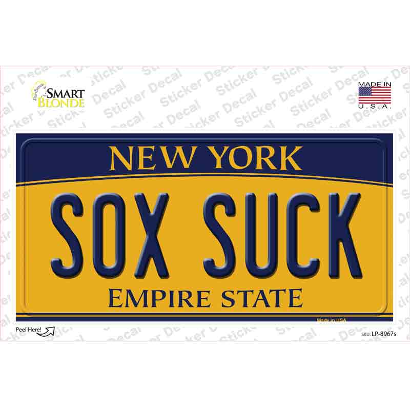Sox Suck New York Novelty Sticker Decal