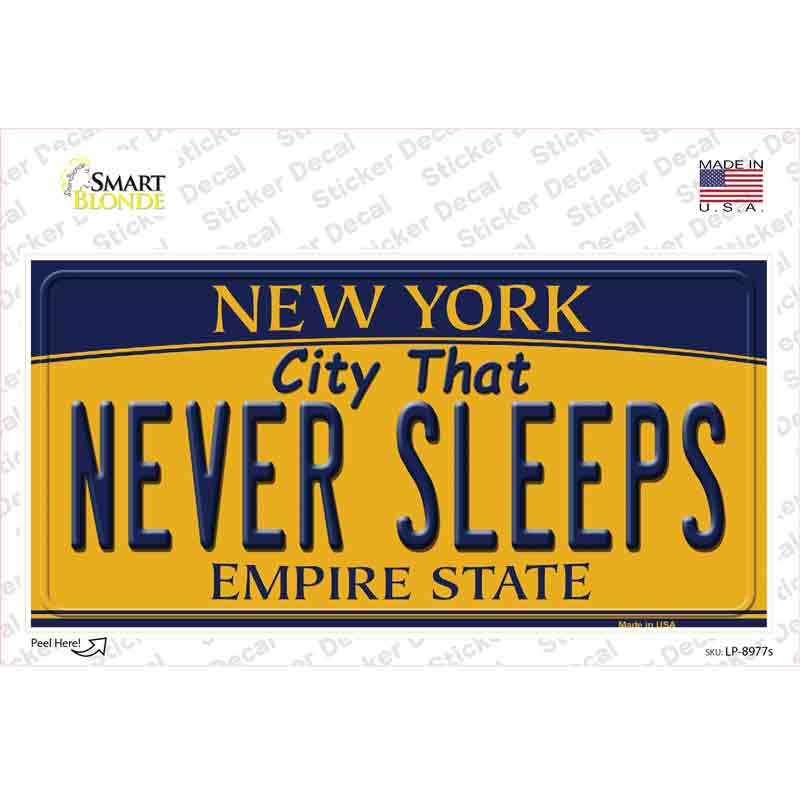 Never Sleeps New York Novelty Sticker Decal
