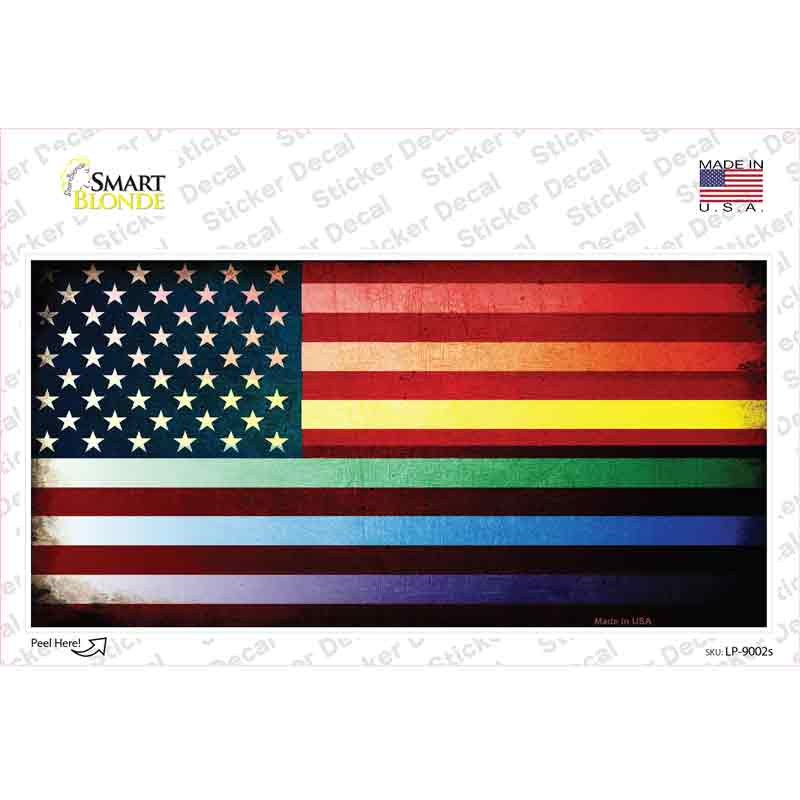 American Flag Rainbow Novelty Sticker Decal