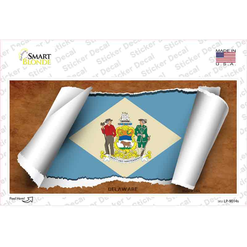 Delaware Flag Scroll Novelty Sticker Decal