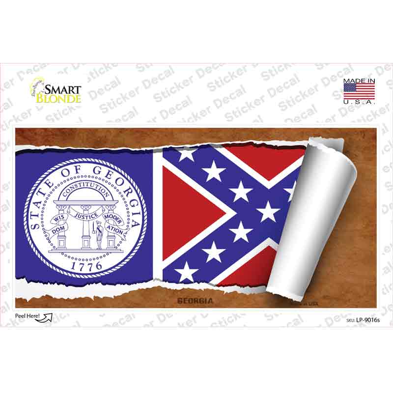 Georgia Flag Scroll Novelty Sticker Decal
