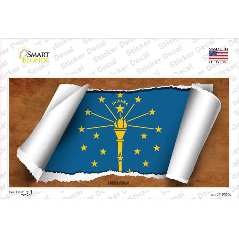 Indiana Flag Scroll Novelty Sticker Decal