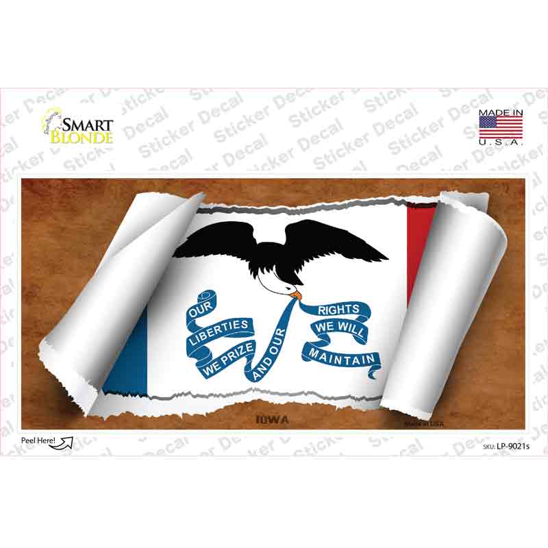 Iowa Flag Scroll Novelty Sticker Decal