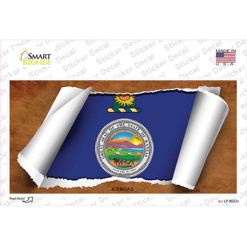 Kansas Flag Scroll Novelty Sticker Decal