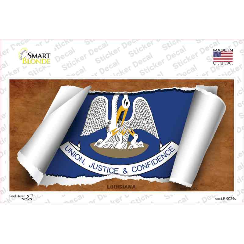 Louisiana Flag Scroll Novelty Sticker Decal
