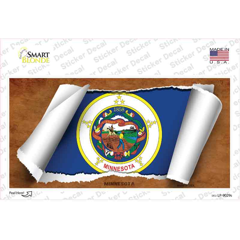 Minnesota Flag Scroll Novelty Sticker Decal