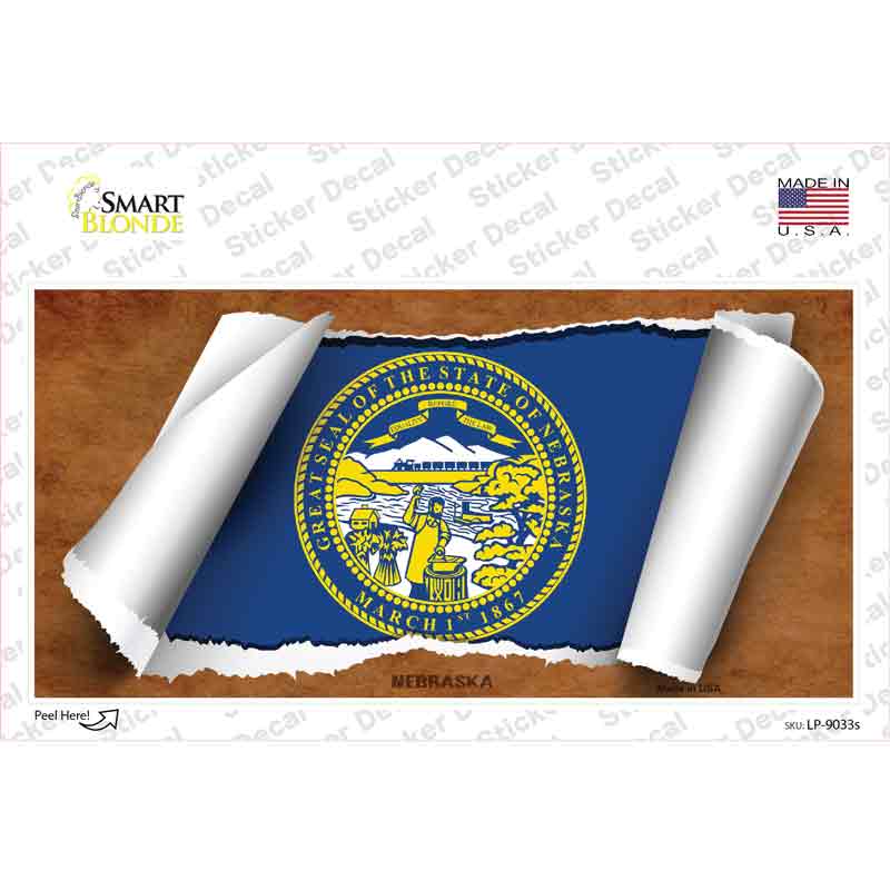 Nebraska Flag Scroll Novelty Sticker Decal