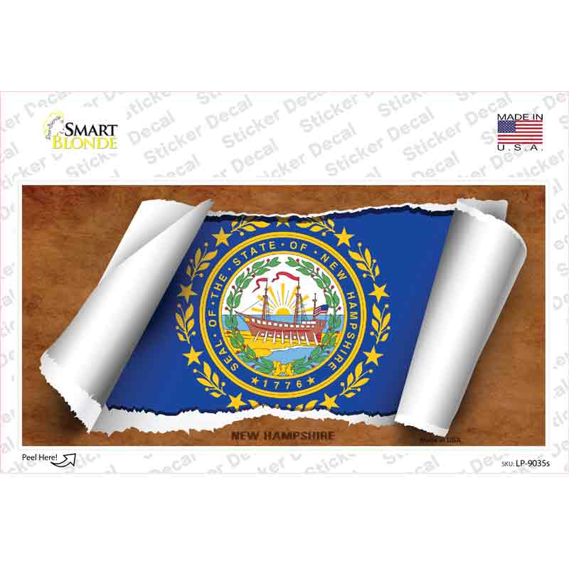 New Hampshire Flag Scroll Novelty Sticker Decal