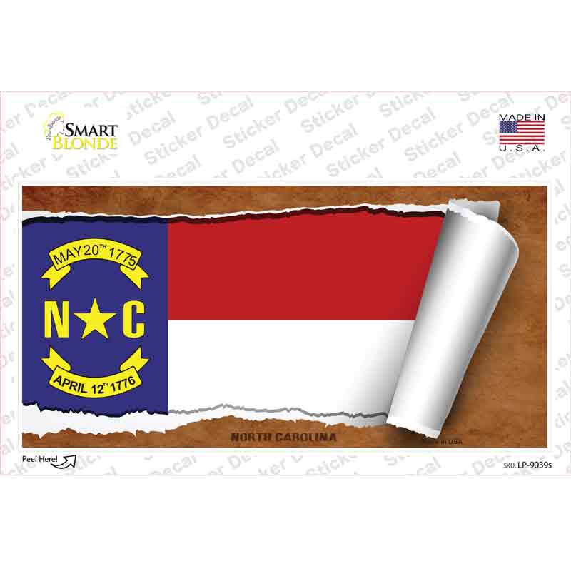 North Carolina Flag Scroll Novelty Sticker Decal