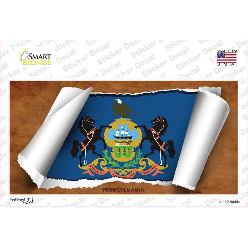 Pennsylvania Flag Scroll Novelty Sticker Decal