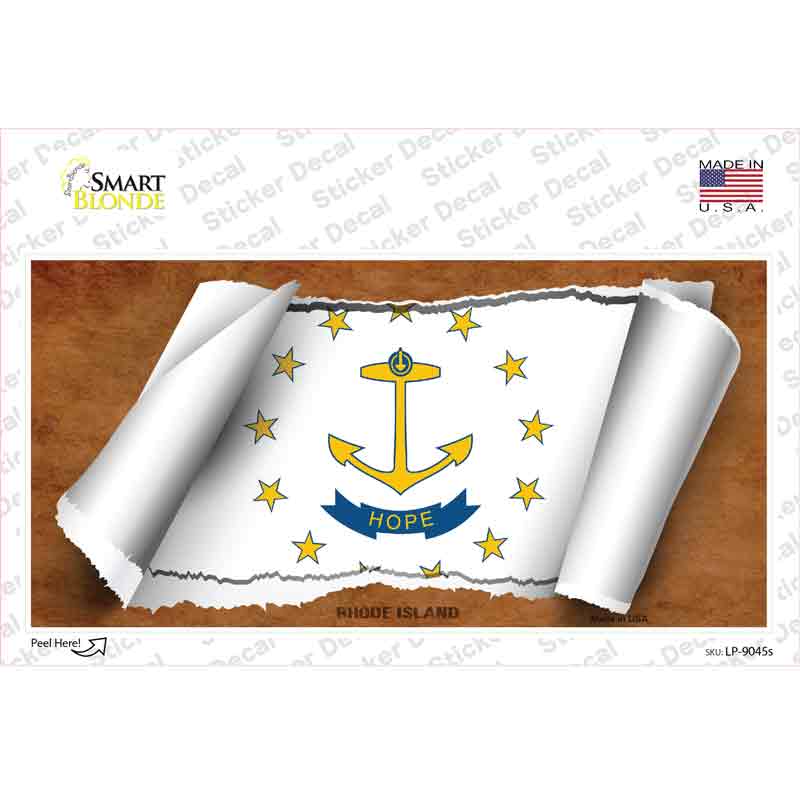 Rhode Island Flag Scroll Novelty Sticker Decal
