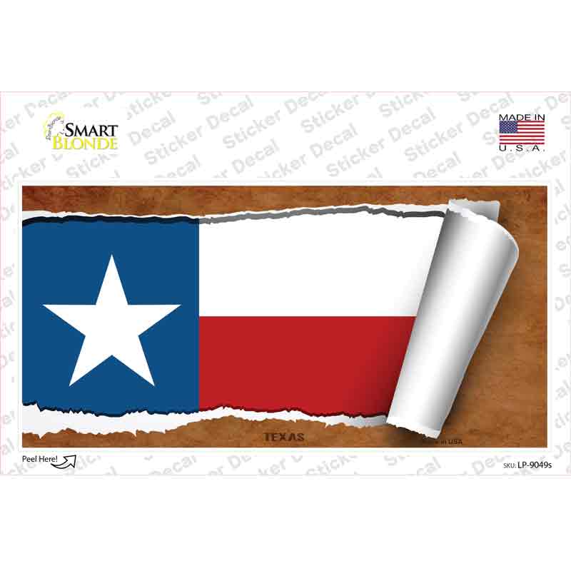 Texas Flag Scroll Novelty Sticker Decal