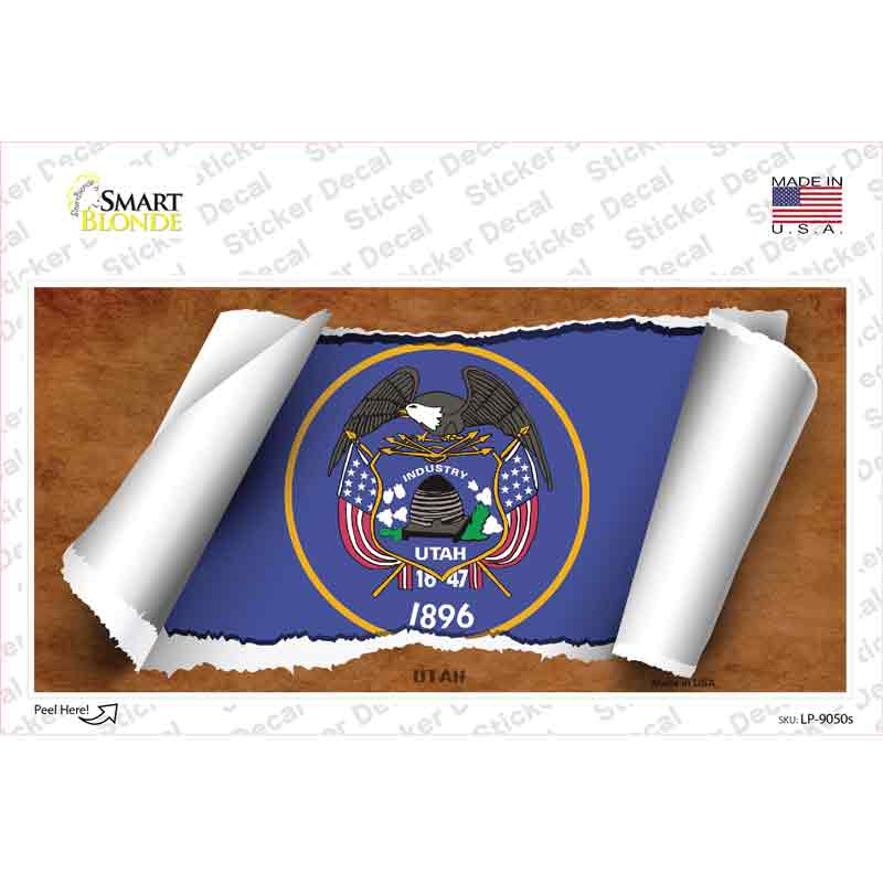 Utah Flag Scroll Novelty Sticker Decal