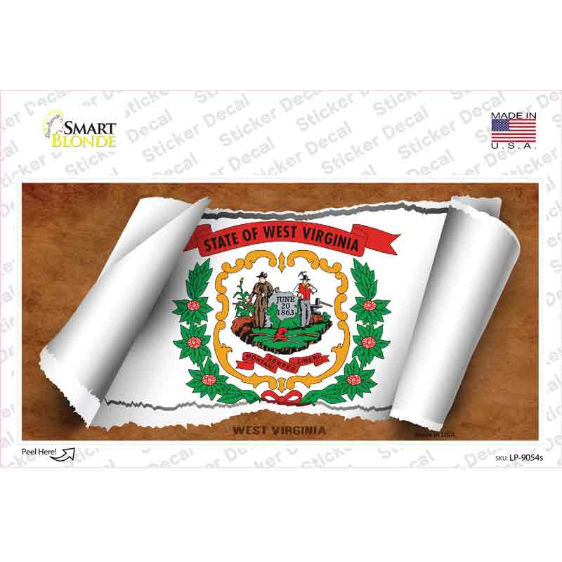 West Virginia Flag Scroll Novelty Sticker Decal