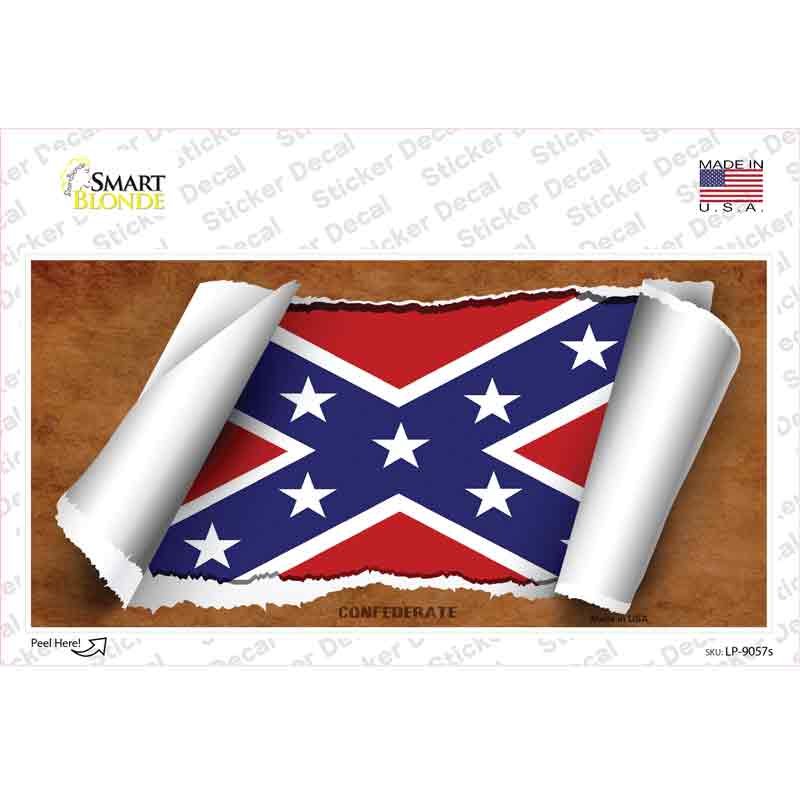 Confederate Flag Scroll Novelty Sticker Decal
