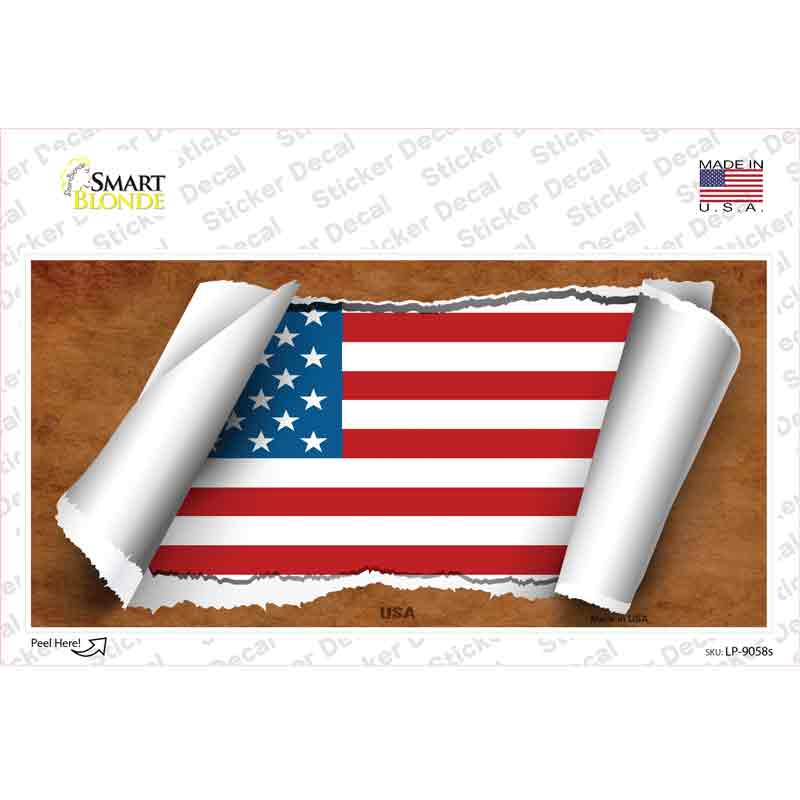 American Flag Scroll Novelty Sticker Decal