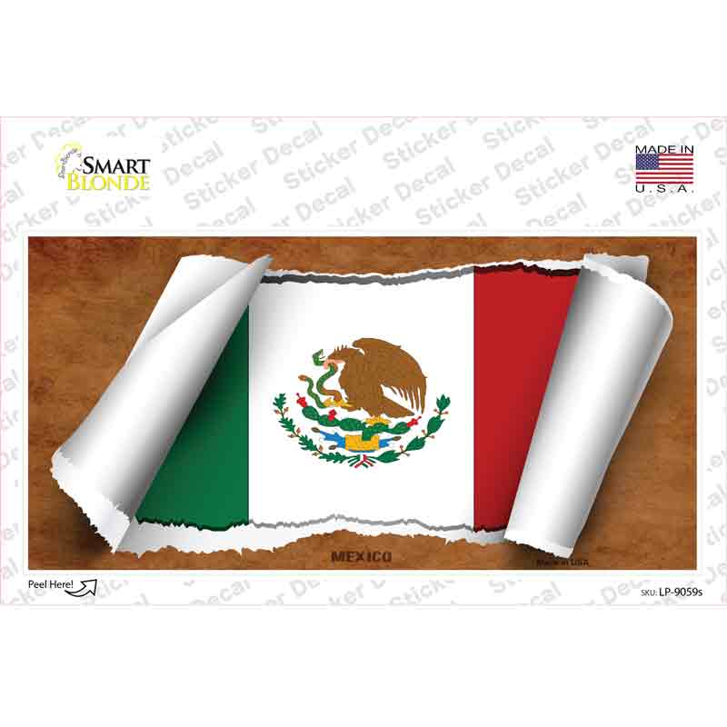 Mexico Flag Scroll Novelty Sticker Decal