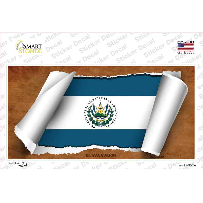 El Salvador Flag Scroll Novelty Sticker Decal