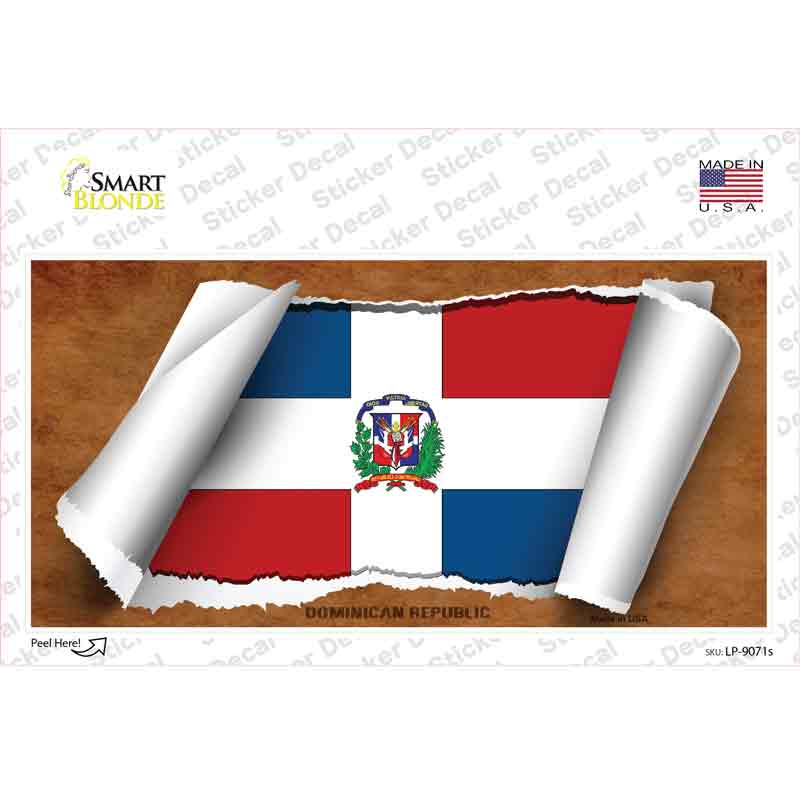 Dominican Republic Flag Scroll Novelty Sticker Decal