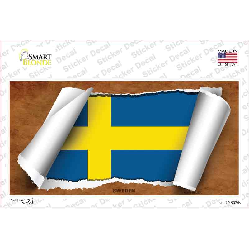 Sweden Flag Scroll Novelty Sticker Decal