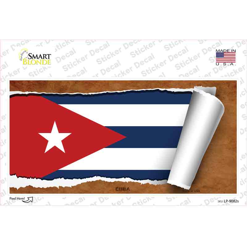 Cuba Flag Scroll Novelty Sticker Decal