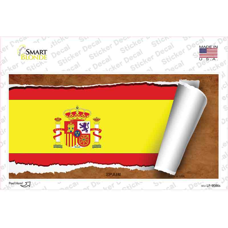 Spain Flag Scroll Novelty Sticker Decal