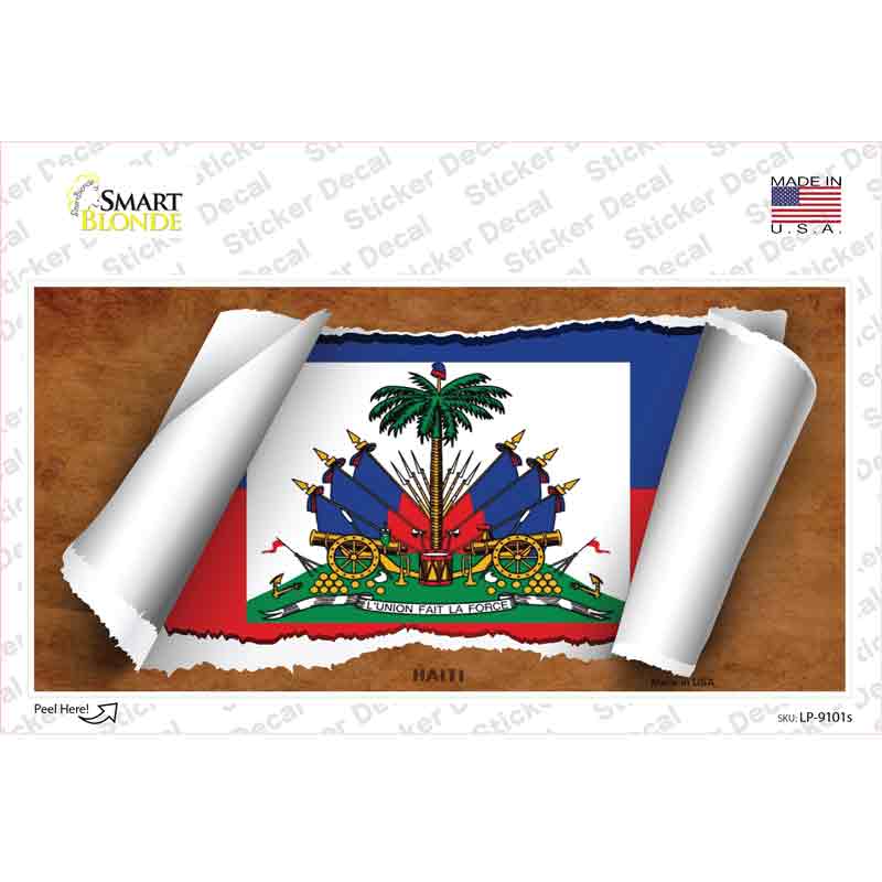 Haiti Flag Scroll Novelty Sticker Decal