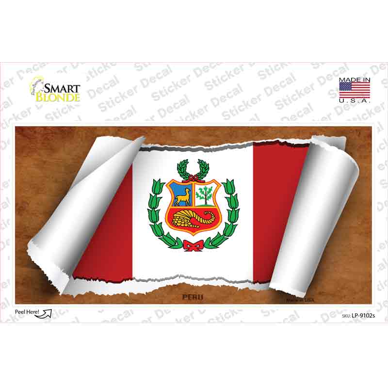 Peru Flag Scroll Novelty Sticker Decal