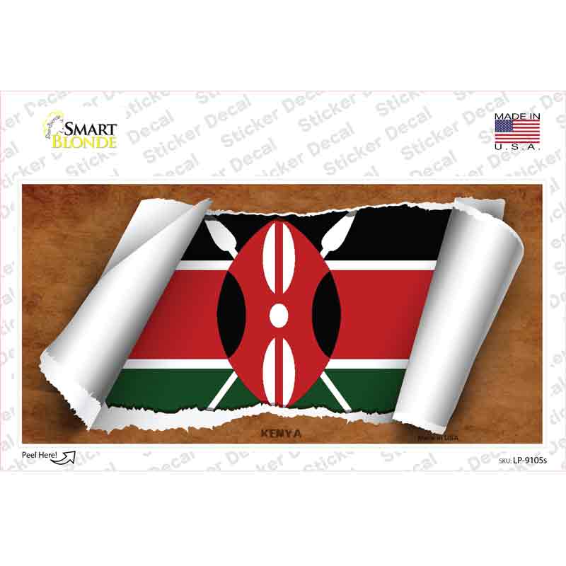 Kenya Flag Scroll Novelty Sticker Decal