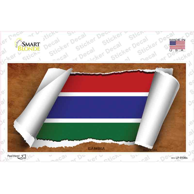 Gambia Flag Scroll Novelty Sticker Decal