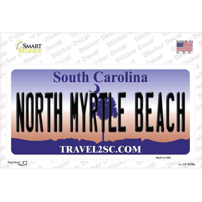 North Myrtle Beach State Background Novelty Sticker Decal