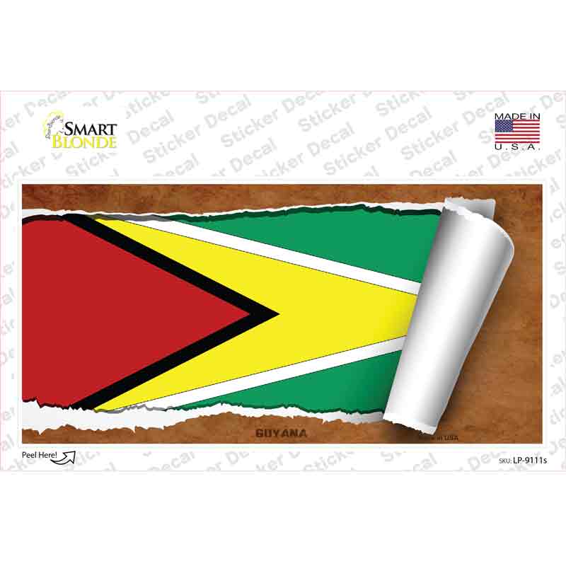 Guyana Flag Scroll Novelty Sticker Decal