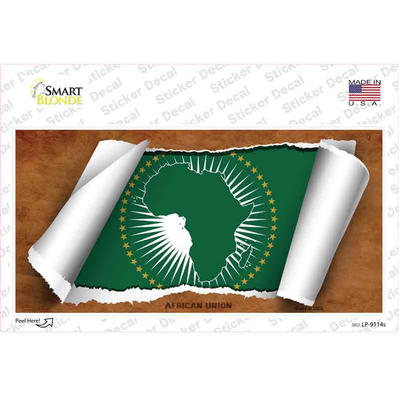 African Union Flag Scroll Novelty Sticker Decal